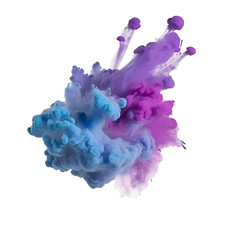 Fototapeta premium Blue and purple smoke bombs, colorful, isolated on white and transparent background, created with Generative AI technology