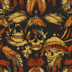 seamless pattern with skulls ,AI generated
