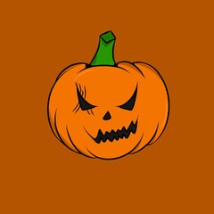 halloween pumpkin illustration on orange background