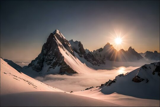 sunset in the mountains generated AI