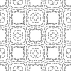 Vector pattern with symmetrical elements . Modern stylish abstract texture. Repeating geometric tiles from striped elements. Black and white pattern.