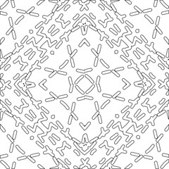 Vector pattern with symmetrical elements . Modern stylish abstract texture. Repeating geometric tiles from striped elements. Black and white pattern.