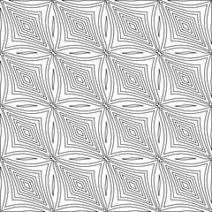 Vector pattern with symmetrical elements . Modern stylish abstract texture. Repeating geometric tiles from striped elements. Black and white pattern.