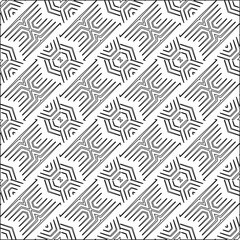 Vector pattern with symmetrical elements . Modern stylish abstract texture. Repeating geometric tiles from striped elements. Black and white pattern.