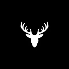 Gartenposter Deer head logo design isolated on black background  © Jovana