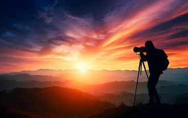 photographer at sunset