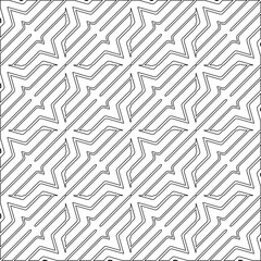 Vector pattern with symmetrical elements . Modern stylish abstract texture. Repeating geometric tiles from striped elements. Black and white pattern.