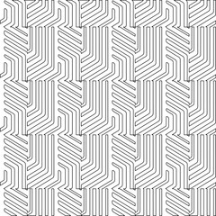 Vector pattern with symmetrical elements . Modern stylish abstract texture. Repeating geometric tiles from striped elements. Black and white pattern.