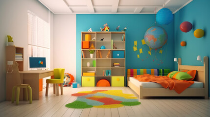 Colored children room. Generative AI