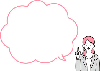 吹き出しのついた人物イラスト_スーツの女性