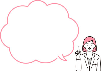 吹き出しのついた人物イラスト_白衣の女性