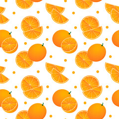 Juicy oranges, seamless pattern, vector for textile, design, background