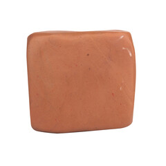 plasticine brown square isolated on white background single one