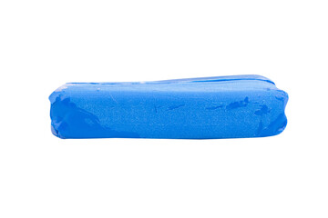 plasticine blue lump isolated on white background