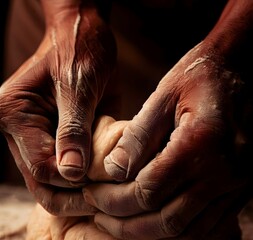 Fototapeta premium hands making cake
