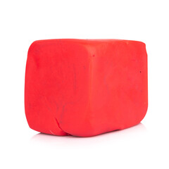 plasticine red square isolated on white background single one