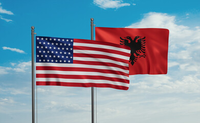 USA and Albania national flag