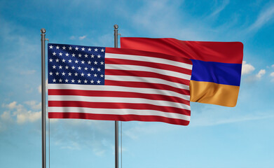Armenia and USA flag