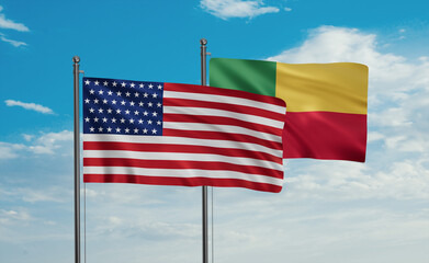 Benin and USA flag