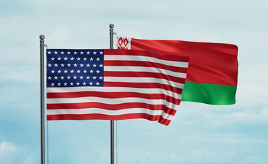 Belarus and USA flag