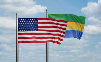 Gabon and USA flag