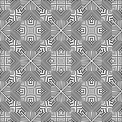Vector pattern with symmetrical elements . Modern stylish abstract texture. Repeating geometric tiles from striped elements. Black and white pattern.