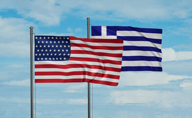 Greece and USA flag