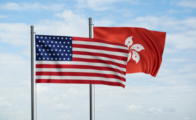 Hong Kong and USA flag