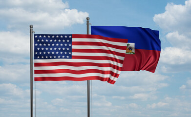 Fototapeta premium Haiti and USA flag