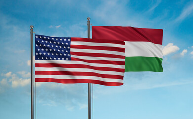Obraz premium Hungary and USA flag