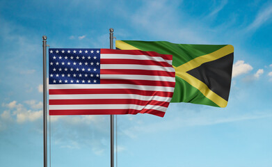 Jamaica and USA flag