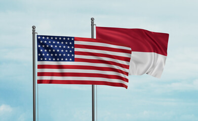 Indonesia and USA flag