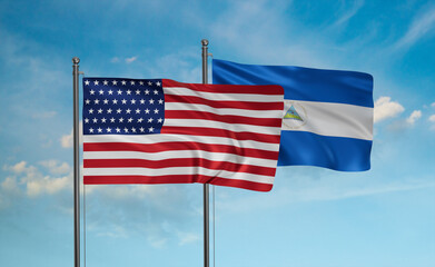 Nicaragua and USA flag