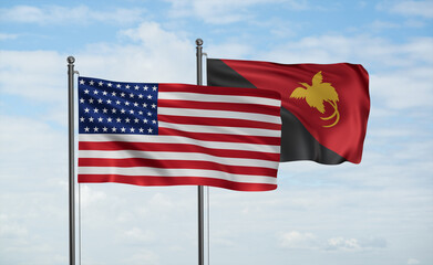 Papua New Guinea and USA flag