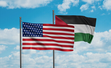 Palestine and USA flag