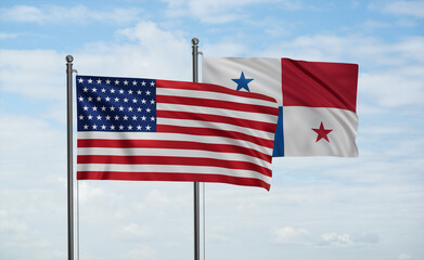 Panama and USA flag