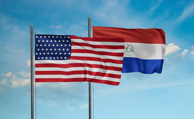 Paraguay and USA flag