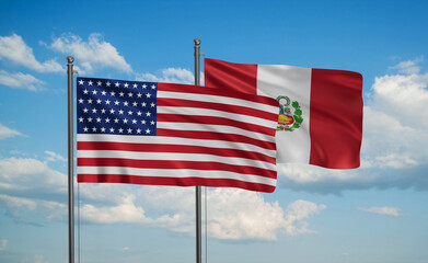 Peru and USA flag