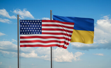 Ukrain and USA flag