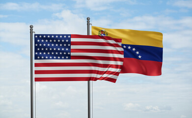 Obraz premium Venezuela and USA flag