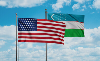 Uzbekistan and USA flag