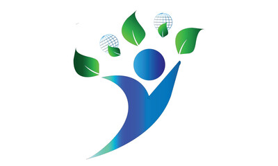 ECO vector design, Environmental symbol, the green leaf is to preserve the forest, the earth image is to plant trees to make the world green.