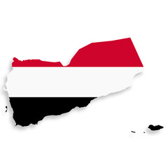 Obraz premium Yemen flag map with clipping path 3d illustration