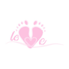Children's background with footprints of a baby's feet