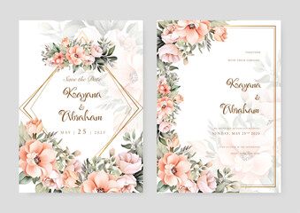 colorful coloutful floral flower vector elegant leaves wedding invitation card template watercolor