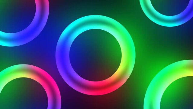 Multicolor glow rings loop animation