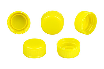 set plastic bottle cap, plastic recycling or reuse isolated from background
