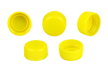 set plastic bottle cap, plastic recycling or reuse isolated from background