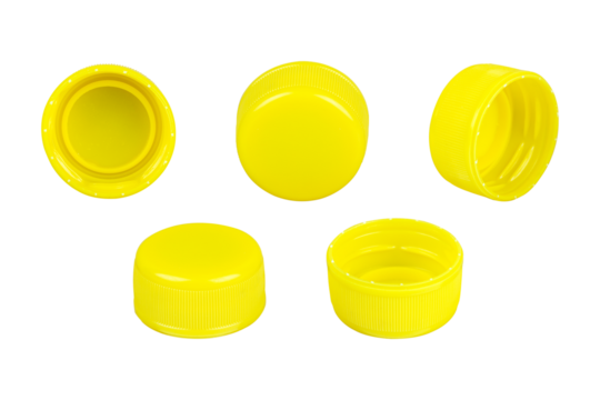set plastic bottle cap, plastic recycling or reuse isolated from background