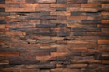 surface of wall panel made boards as a background. brown wood texture